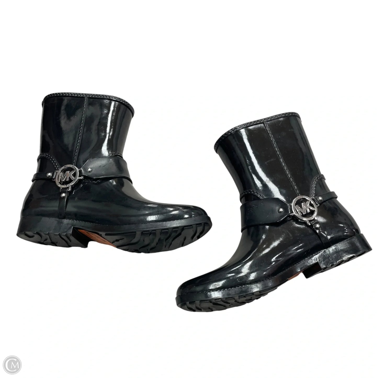 Boots Rain By Michael By Michael Kors In Black & Silver, Size: 9