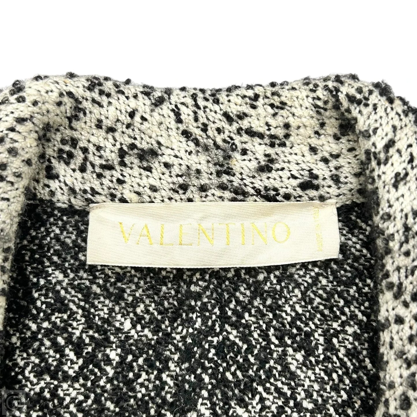 Blazer Luxury Designer By Valentino-garavani In Black & Cream, Size: L