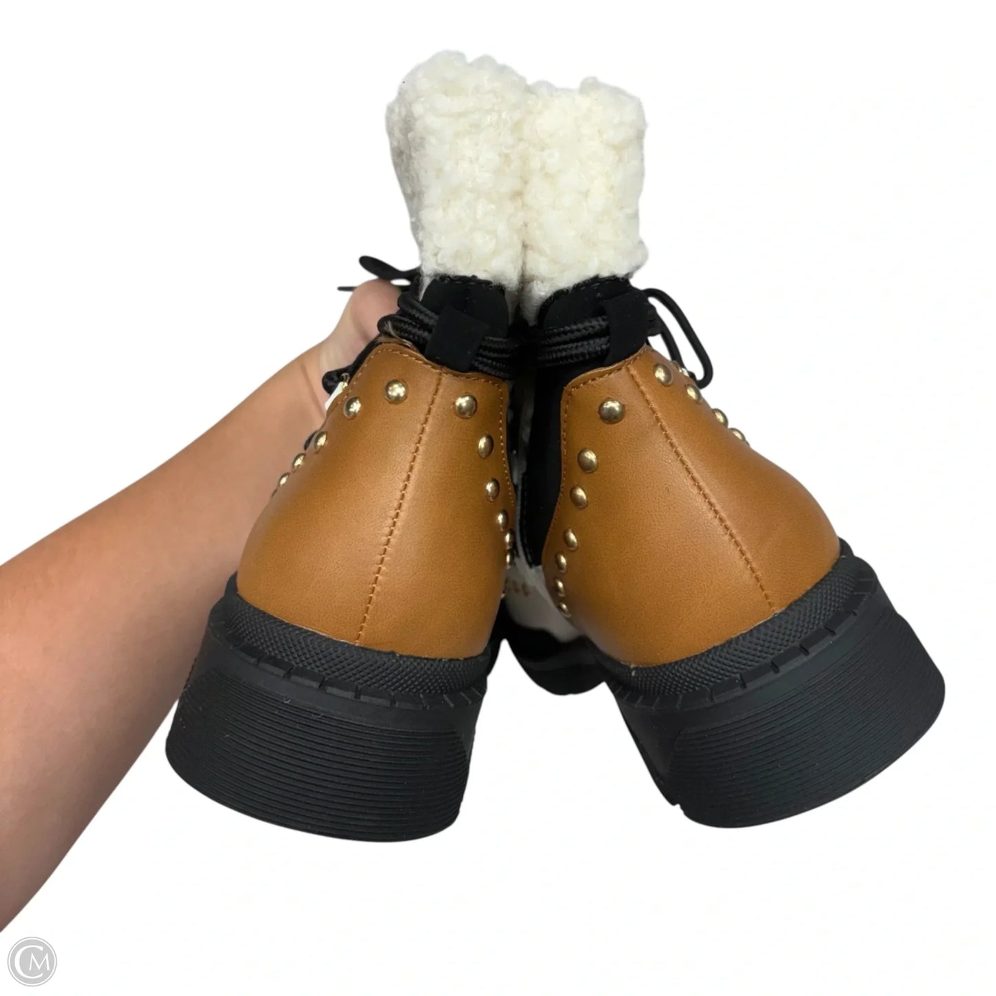 Boots Combat By Just Fab In Cream & Tan, Size: 9