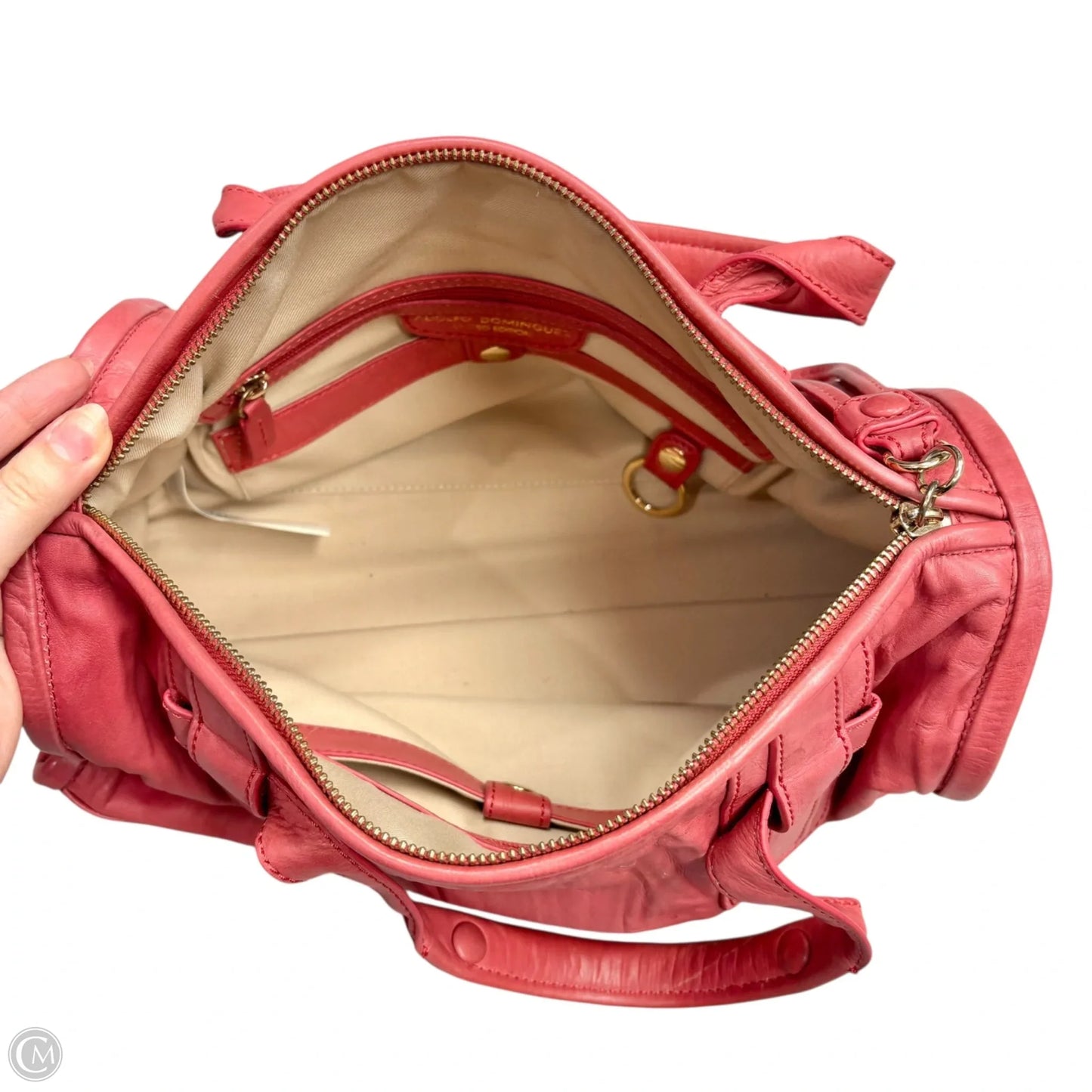 Handbag Leather By Adolfo Dominguez, Size: Medium