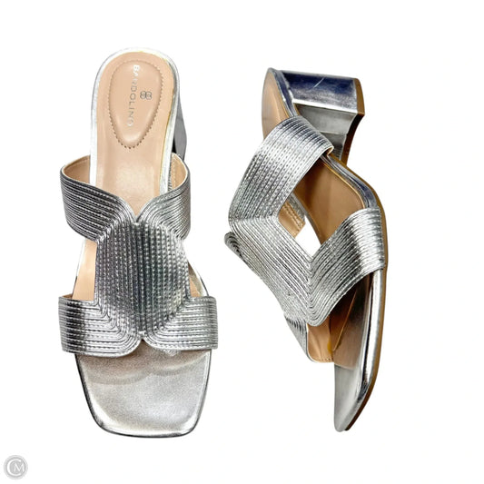 Sandals Heels Block By Bandolino In Silver, Size: 8.5