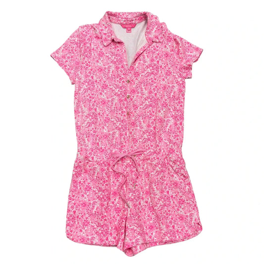 Romper Designer By Lilly Pulitzer In Pink & White, Size: M