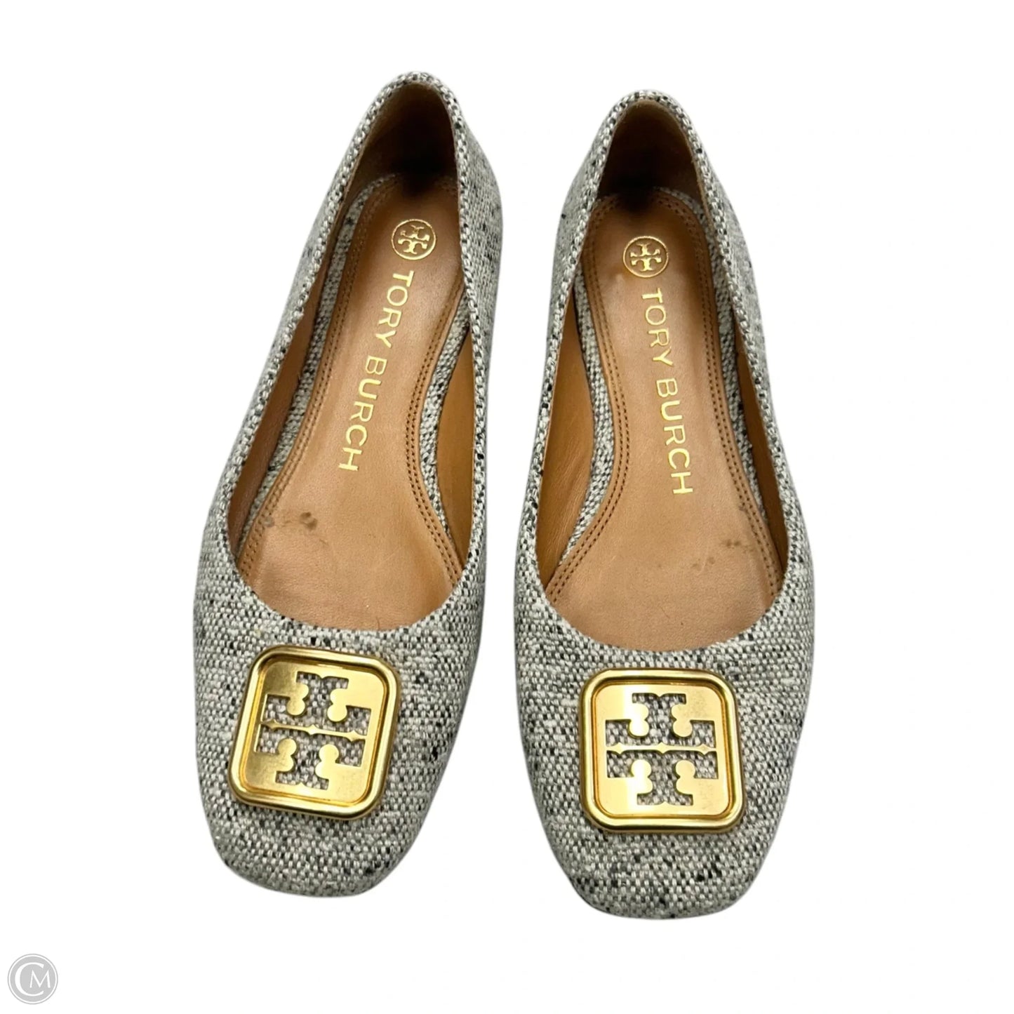 Shoes Designer By Tory Burch In Gold & Grey, Size: 7