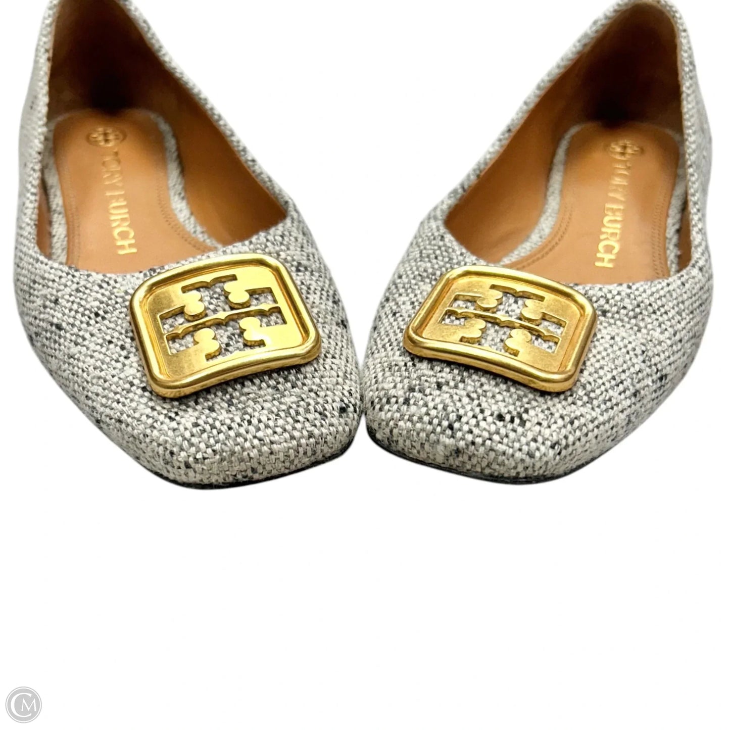 Shoes Designer By Tory Burch In Gold & Grey, Size: 7