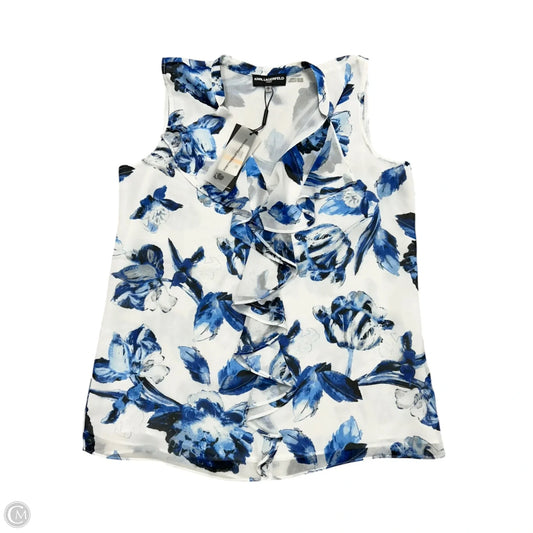 Top Sleeveless Designer By Karl Lagerfeld In Blue & White, Size: S