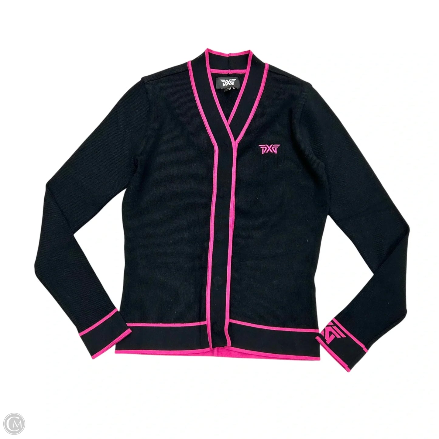 Sweater Cardigan By Pxg In Black & Pink, Size: Xs