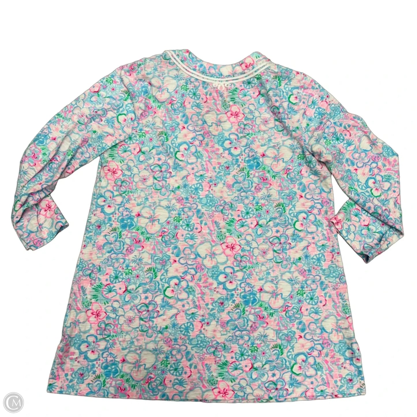 Top Long Sleeve Designer By Lilly Pulitzer In Blue & Pink, Size: L