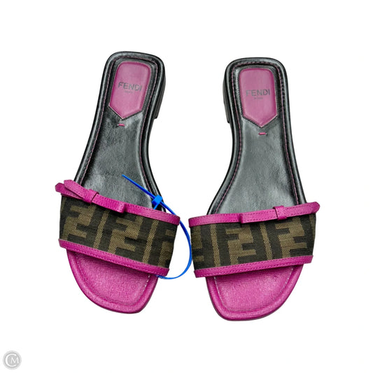 Sandals Luxury Designer By Fendi In Brown & Pink, Size: 5.5
