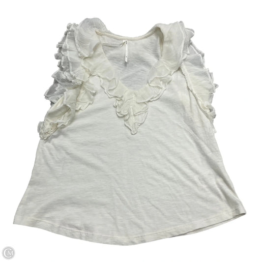Top Short Sleeve By Anthropologie In Cream, Size: Xs