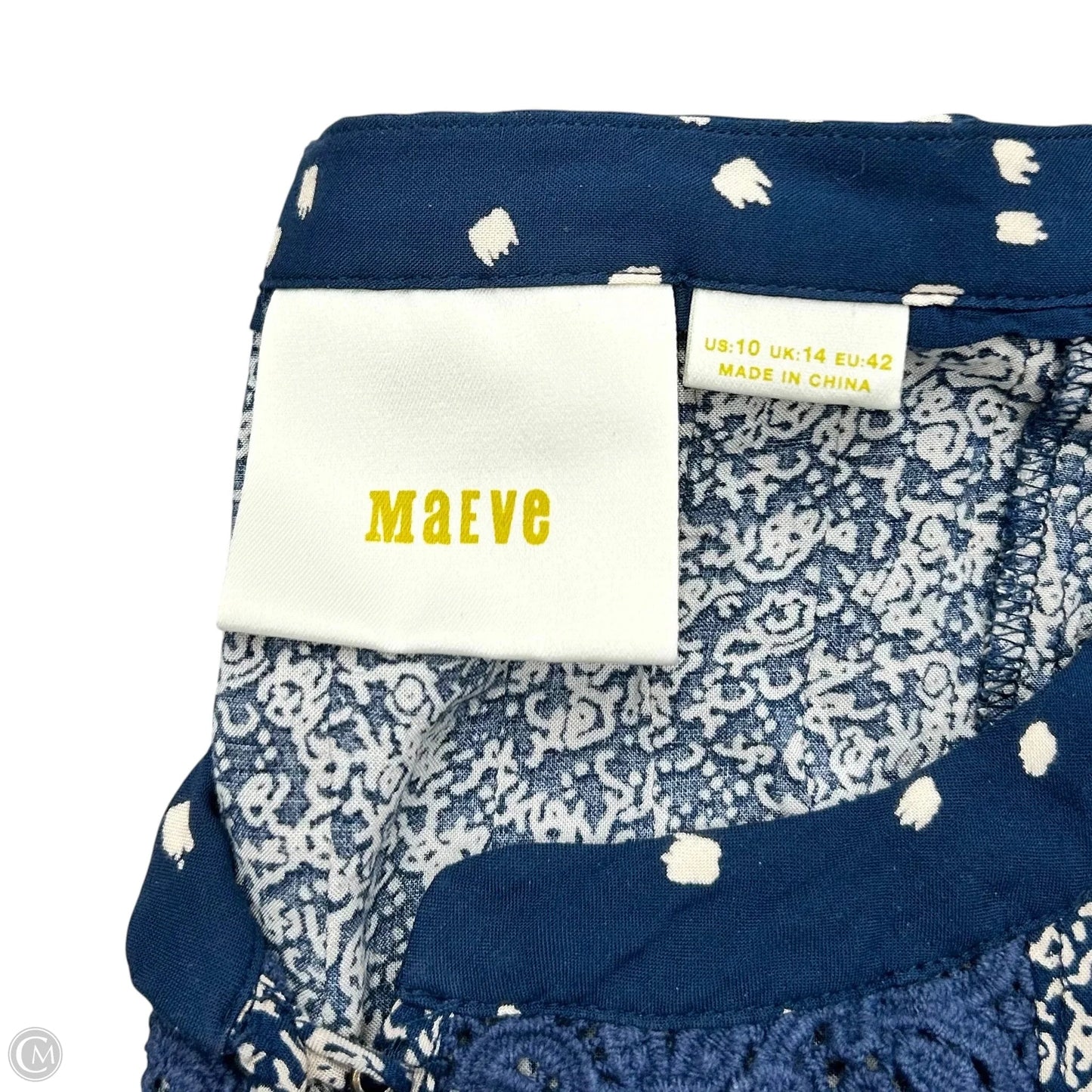 Top 3/4 Sleeve By Maeve In Blue & Cream, Size: M