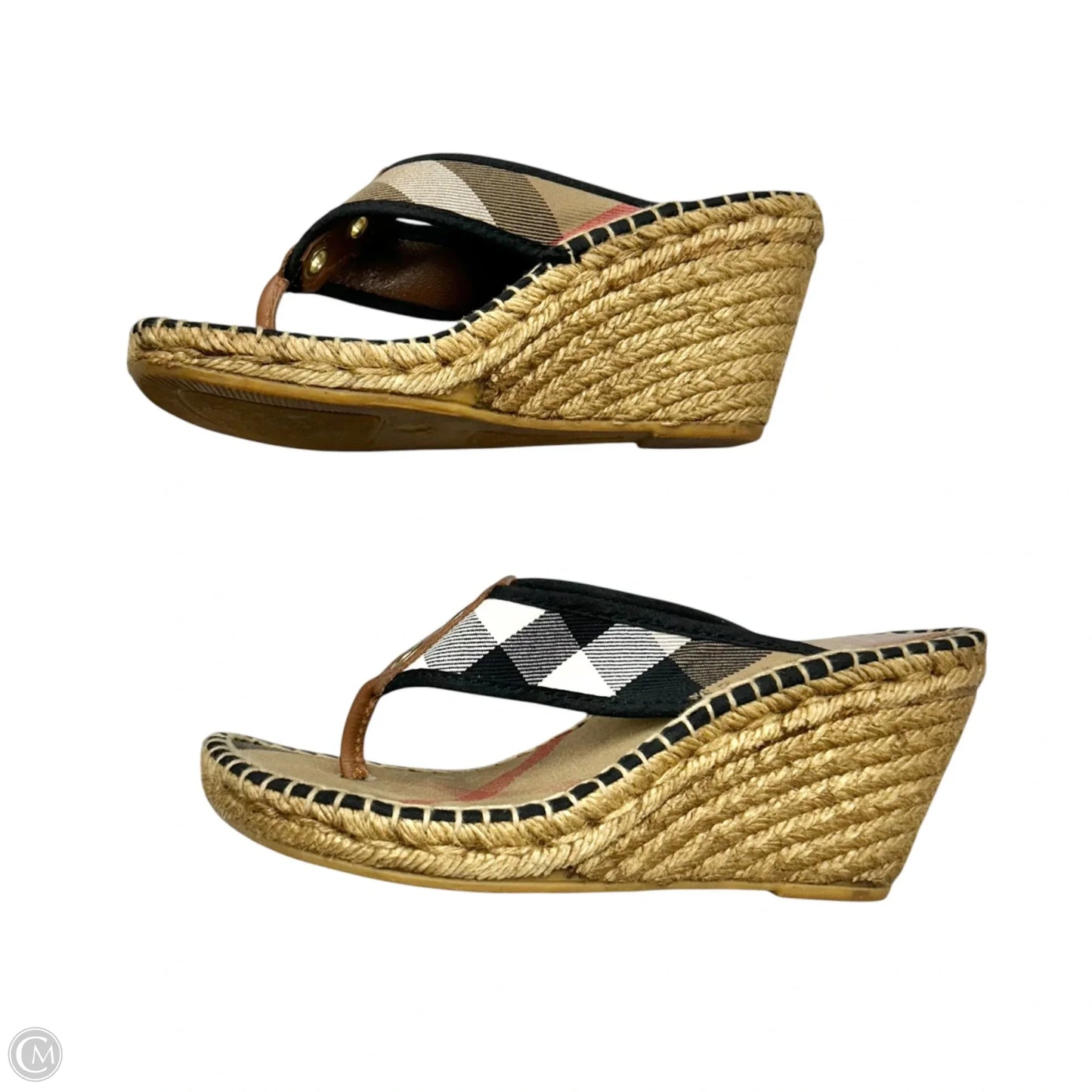Sandals Luxury Designer By Burberry In Plaid Pattern, Size: 6.5