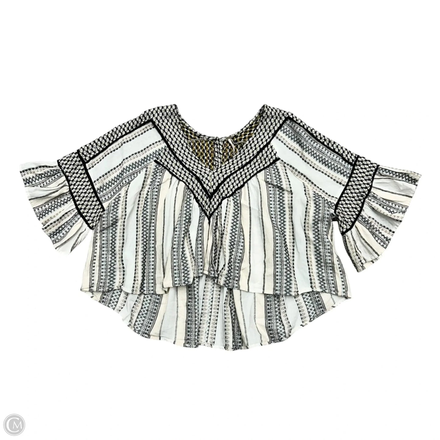 Top Short Sleeve By Free People In Black & Cream, Size: S
