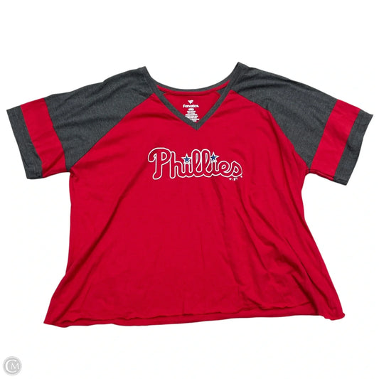 Athletic Top Short Sleeve By Fanatics In Red, Size: 3x