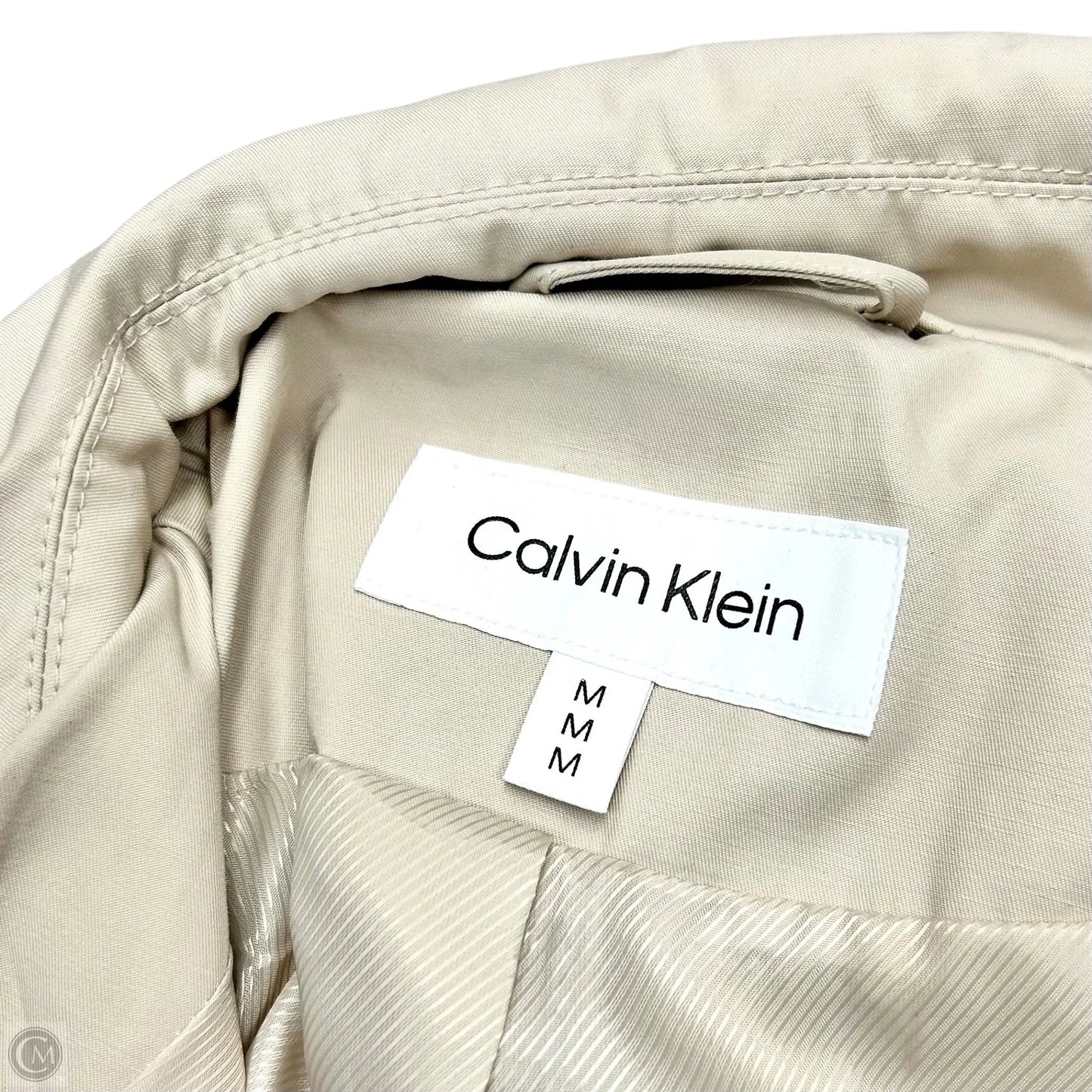 Coat Trench Coat By Calvin Klein In Cream, Size: M