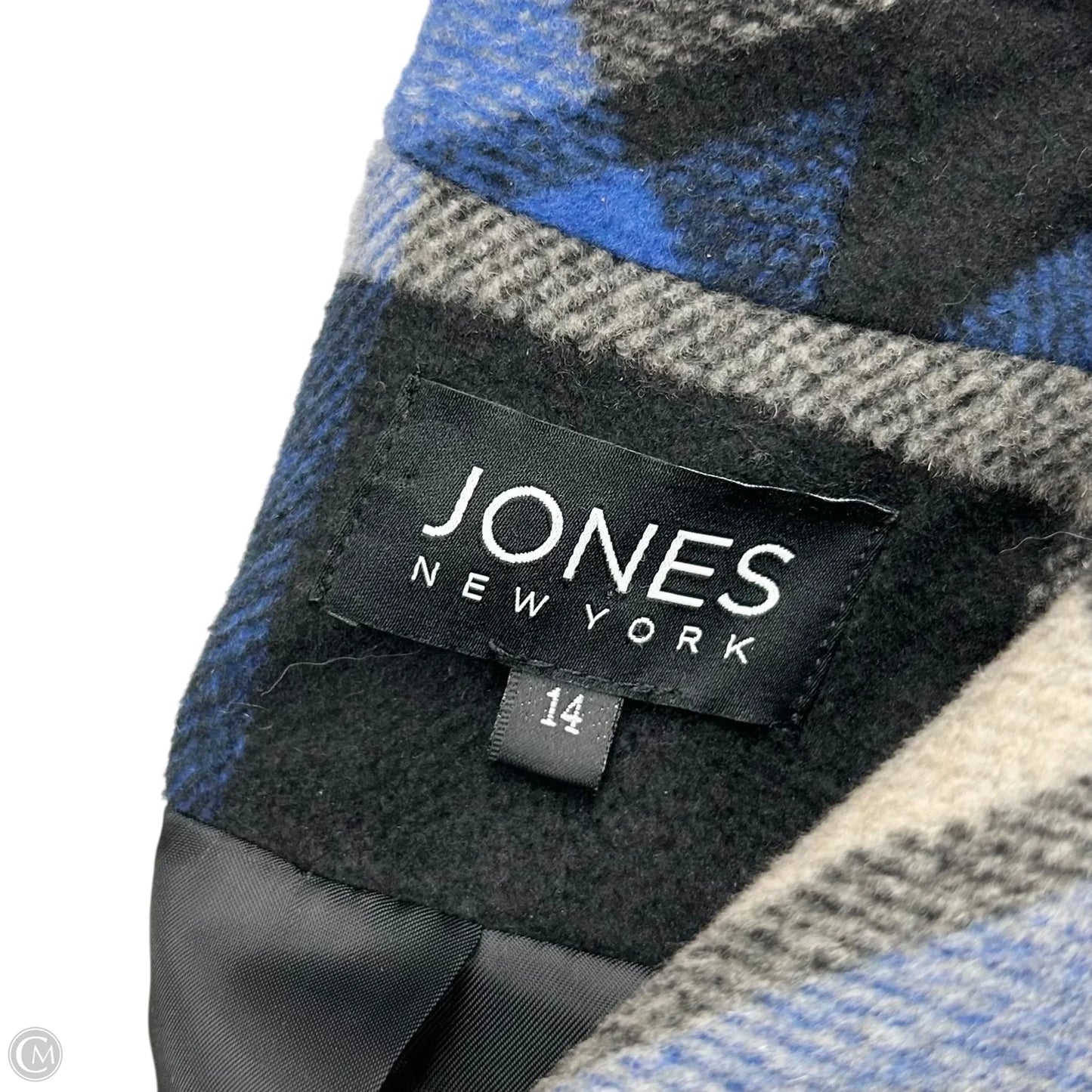 Coat Peacoat By Jones New York In Plaid Pattern, Size: L