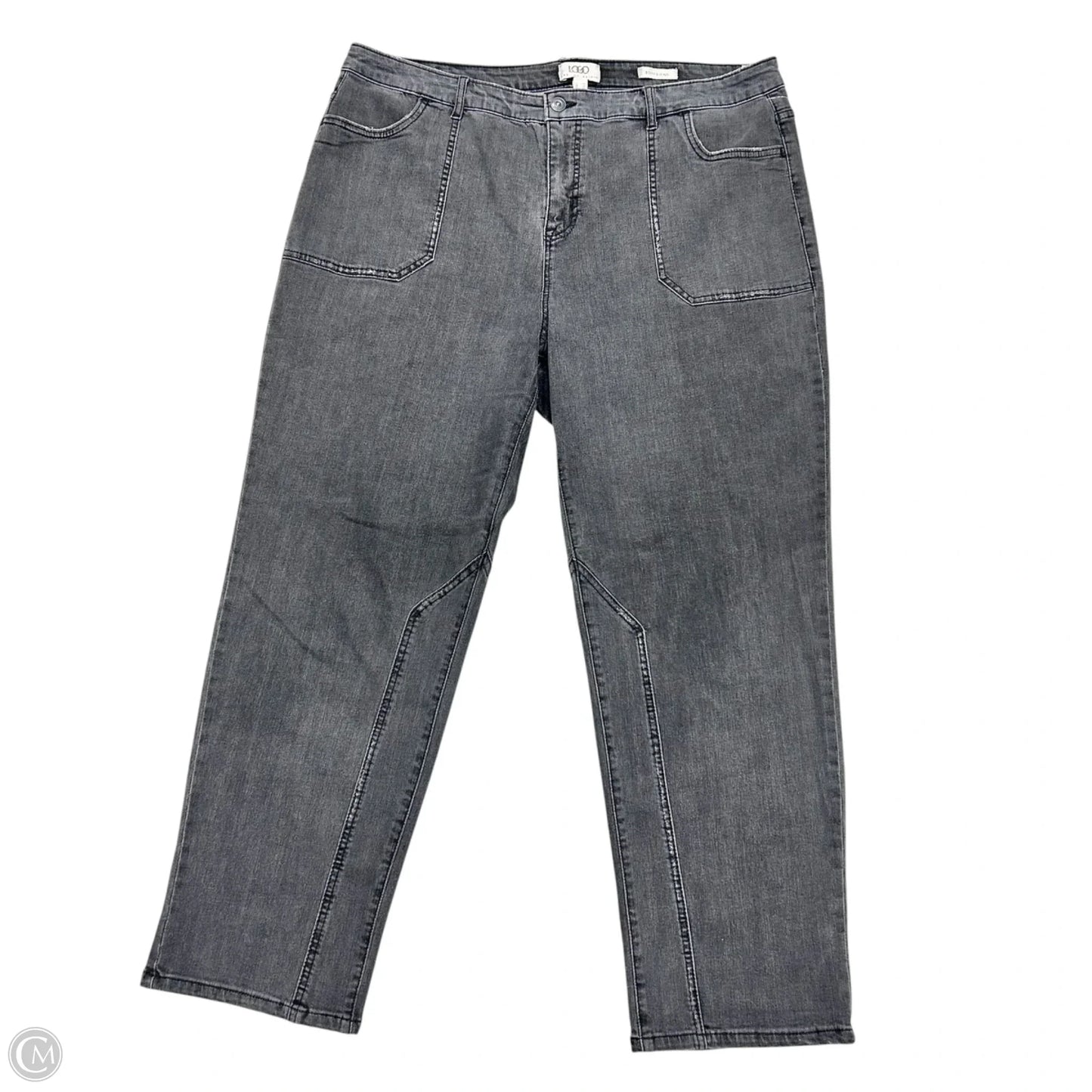 Jeans Straight By Logo In Grey Denim, Size: 20