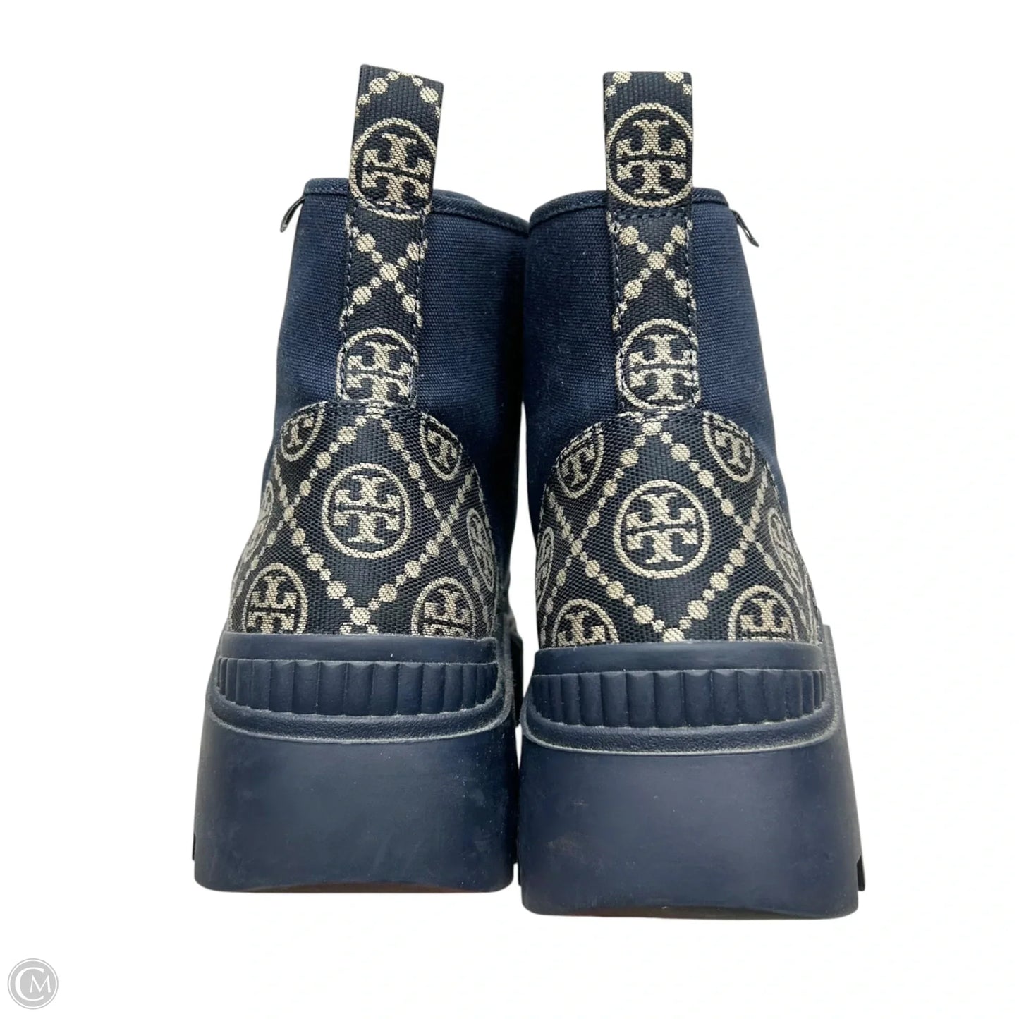 Boots Designer By Tory Burch In Blue & Cream, Size: 8.5