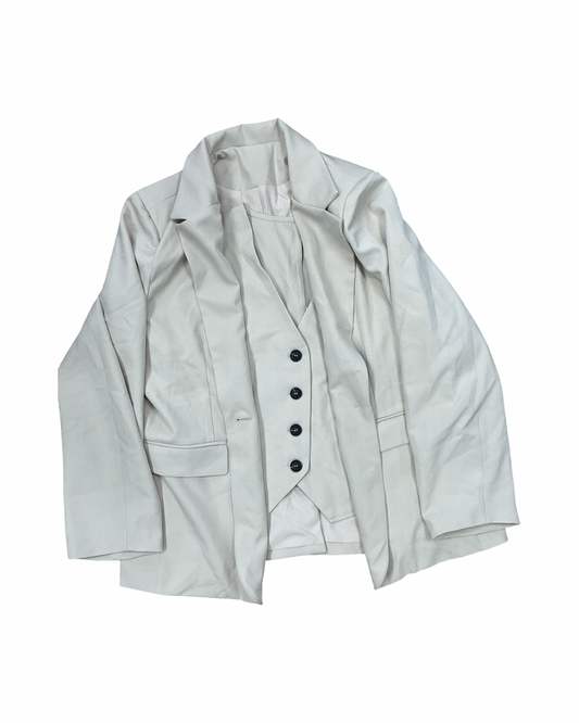 Blazer By Shein In Cream, Size:Xl