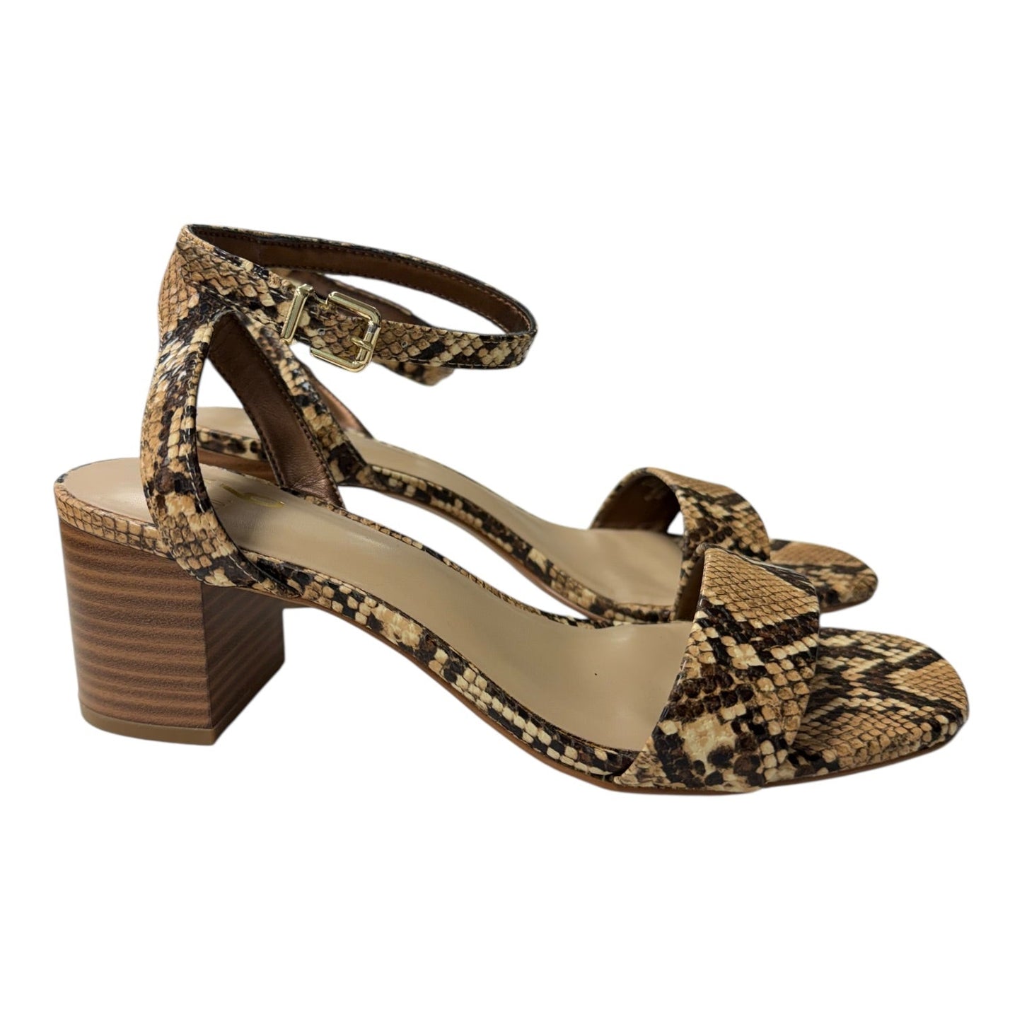 Sandals Heels Block By Mix No 6 In Snakeskin Print, Size:8