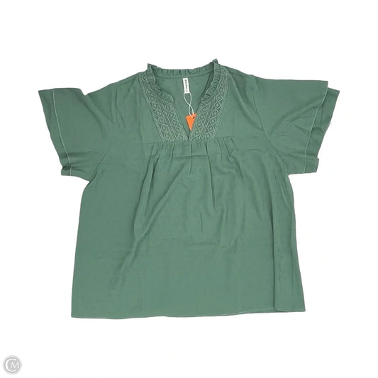 Blouse Short Sleeve By Cmf In Green, Size: 3x