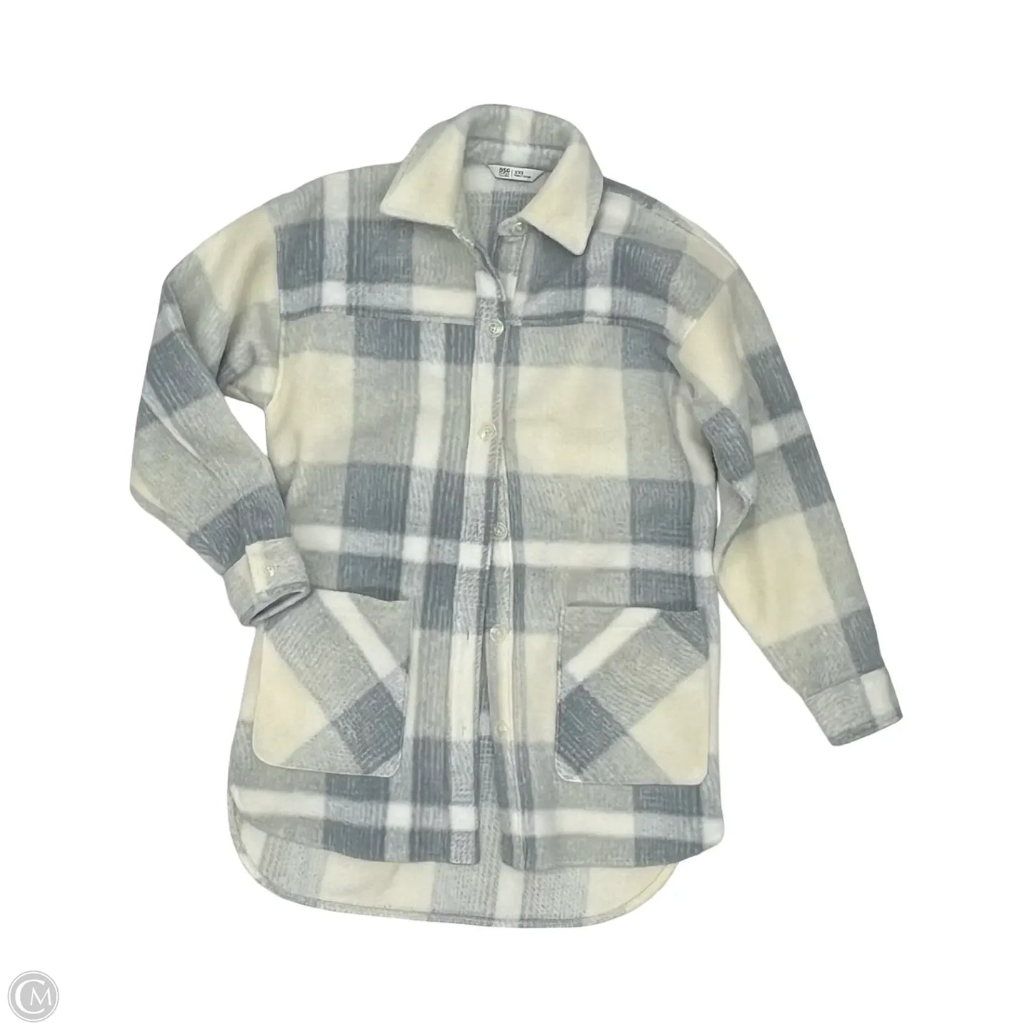Jacket Shirt By Dsg Outerwear In Blue & Cream, Size: Xxs