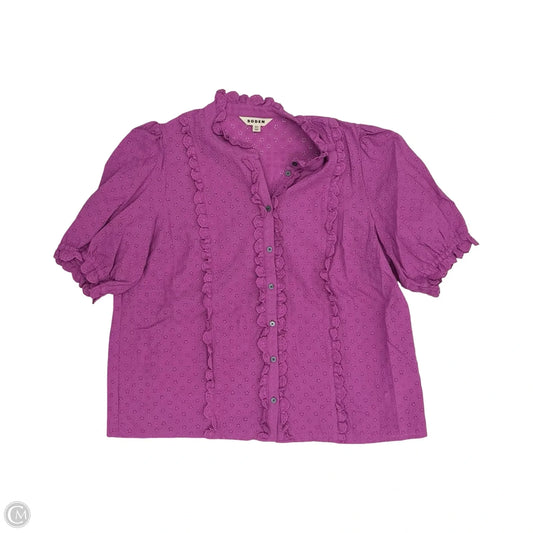 Blouse Short Sleeve By Boden In Purple, Size: L