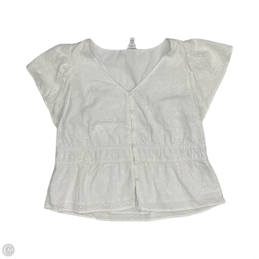 Blouse Short Sleeve By Time And Tru In White, Size: L