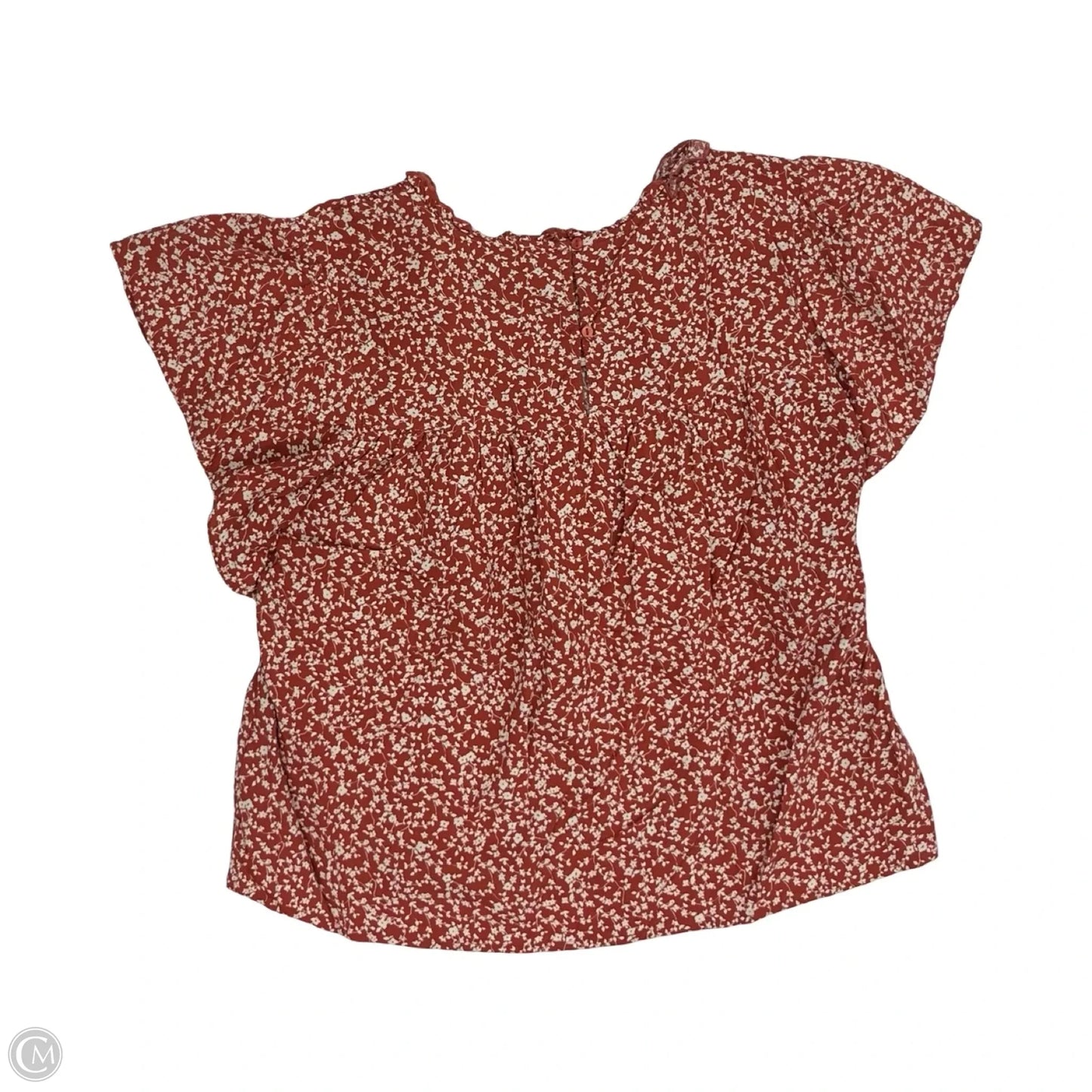 Blouse Short Sleeve By Old Navy In Orange & White, Size: L