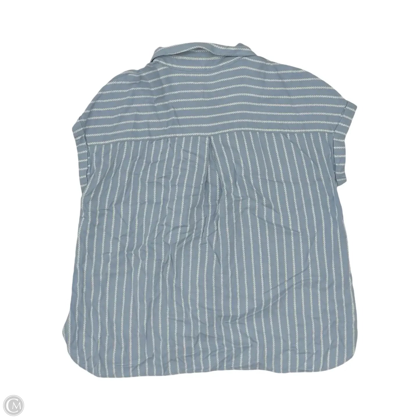 Blouse Short Sleeve By Rose And Olive In Blue & White, Size: M