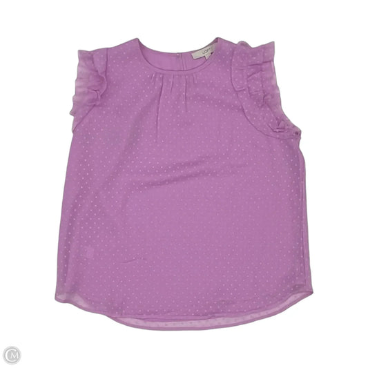Blouse Short Sleeve By Loft In Purple, Size: L