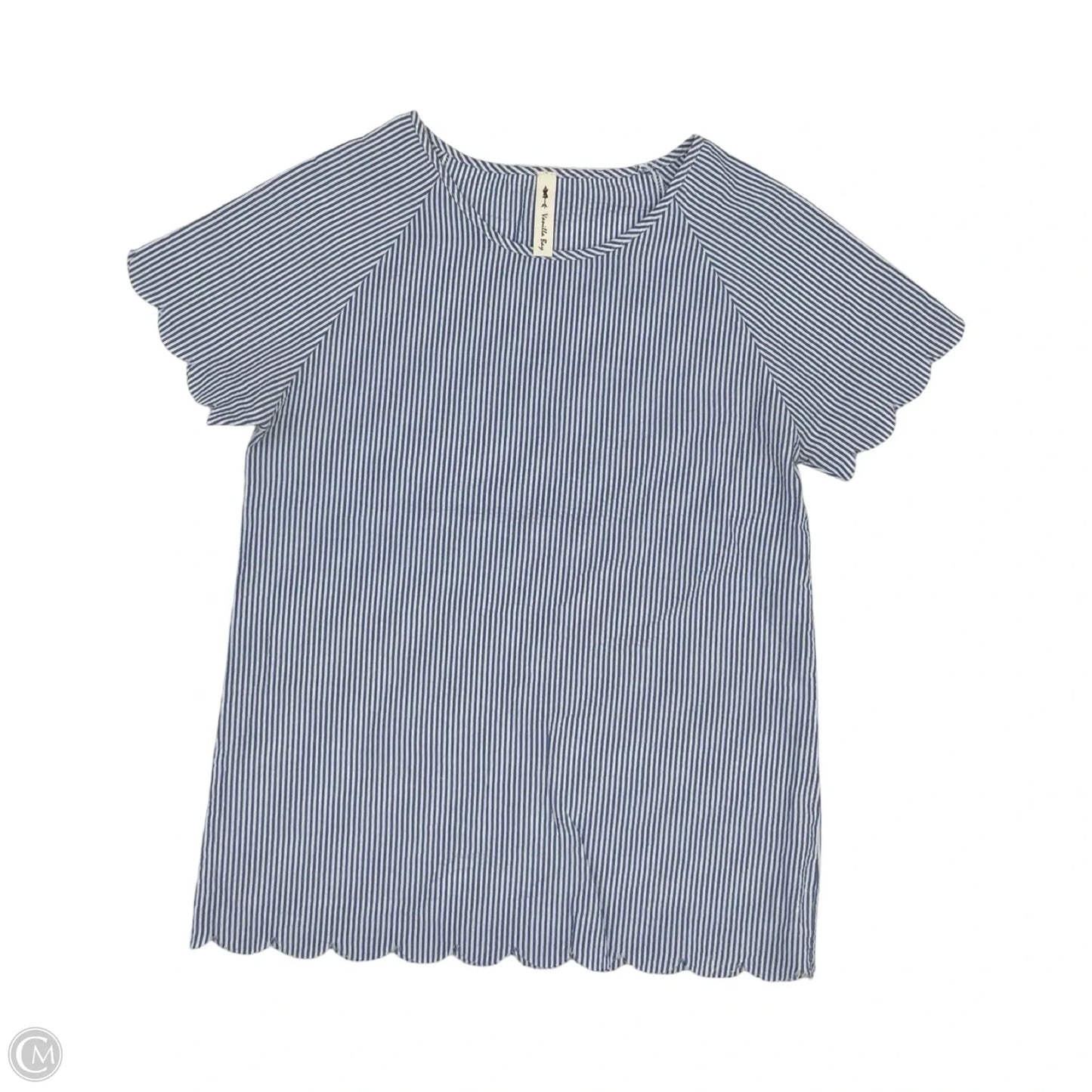 Blouse Short Sleeve By Vanilla Bay In Striped Pattern, Size: M