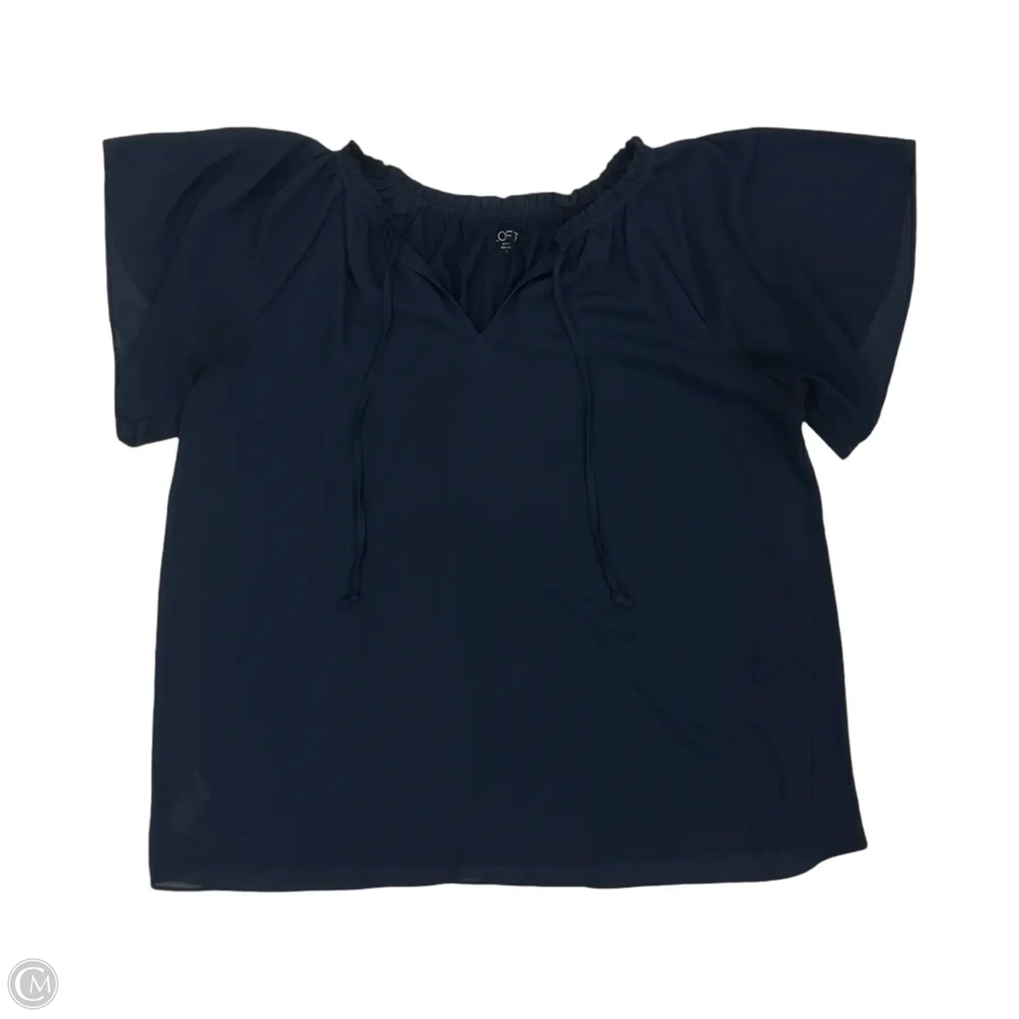 Blouse Short Sleeve By Loft In Navy, Size: Xl