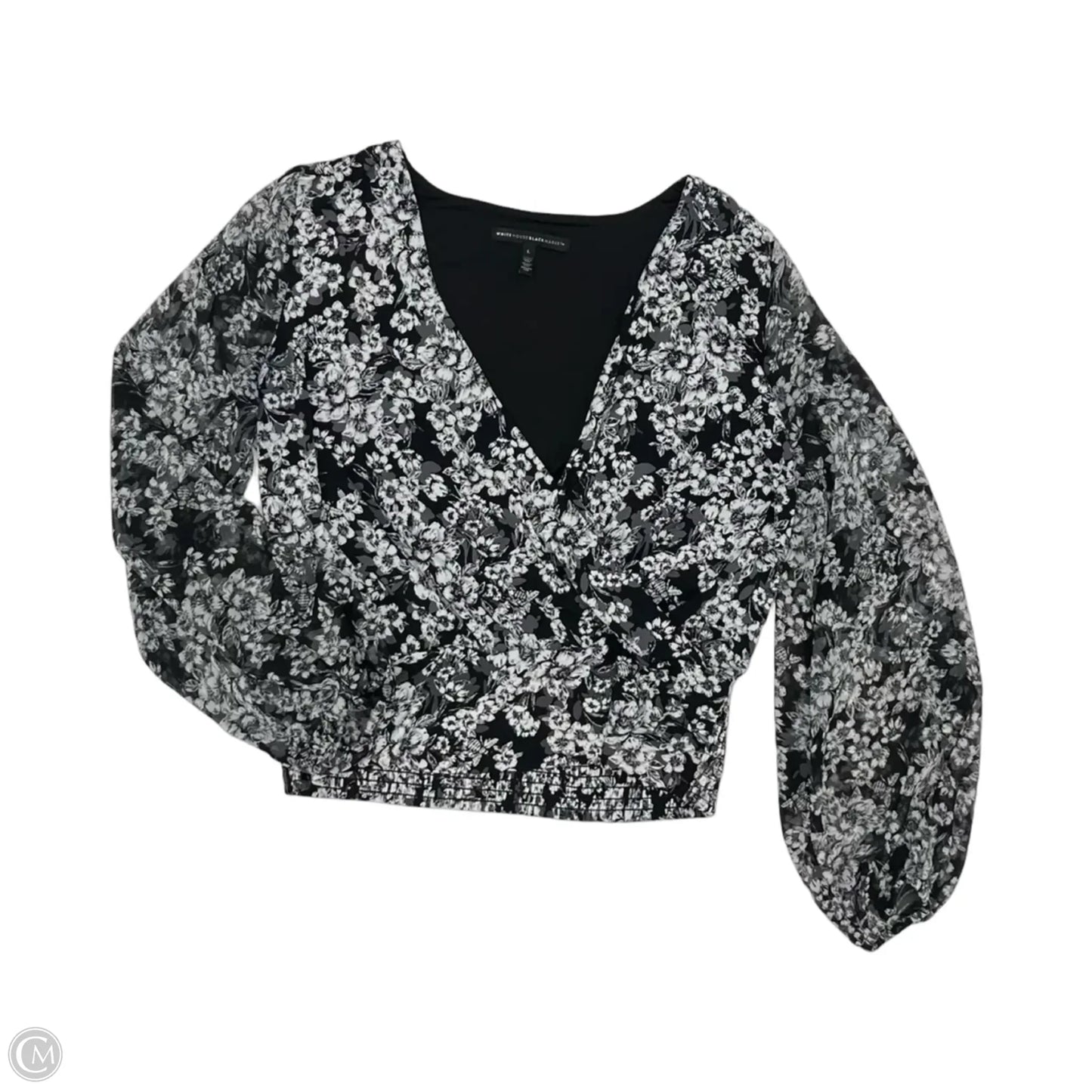 Blouse Long Sleeve By White House Black Market In Black & White, Size: L