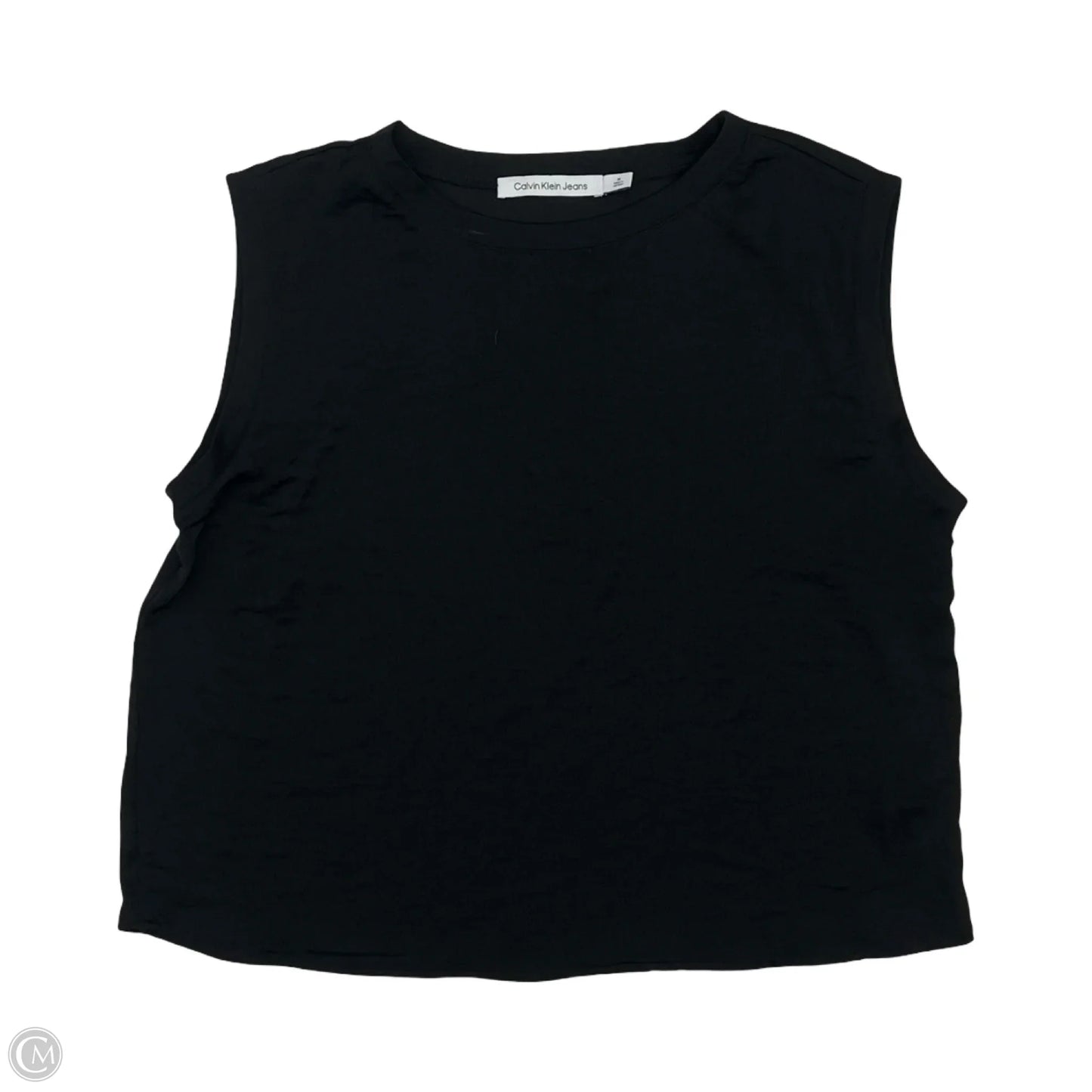 Blouse Short Sleeve By Calvin Klein In Black, Size: M