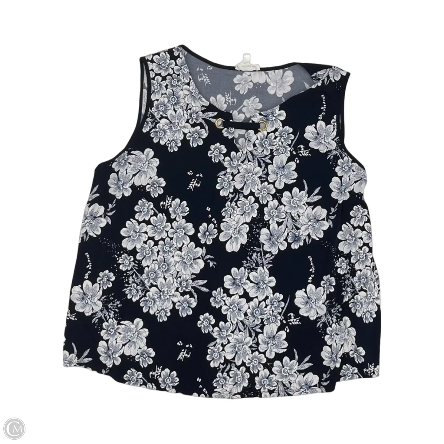 Blouse Sleeveless By Clothes Mentor In Blue & Cream, Size: 2x