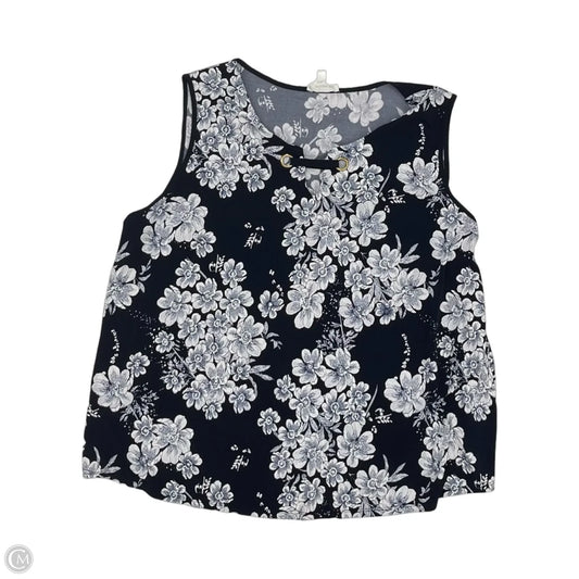 Blouse Sleeveless By Clothes Mentor In Blue & Cream, Size: 2x