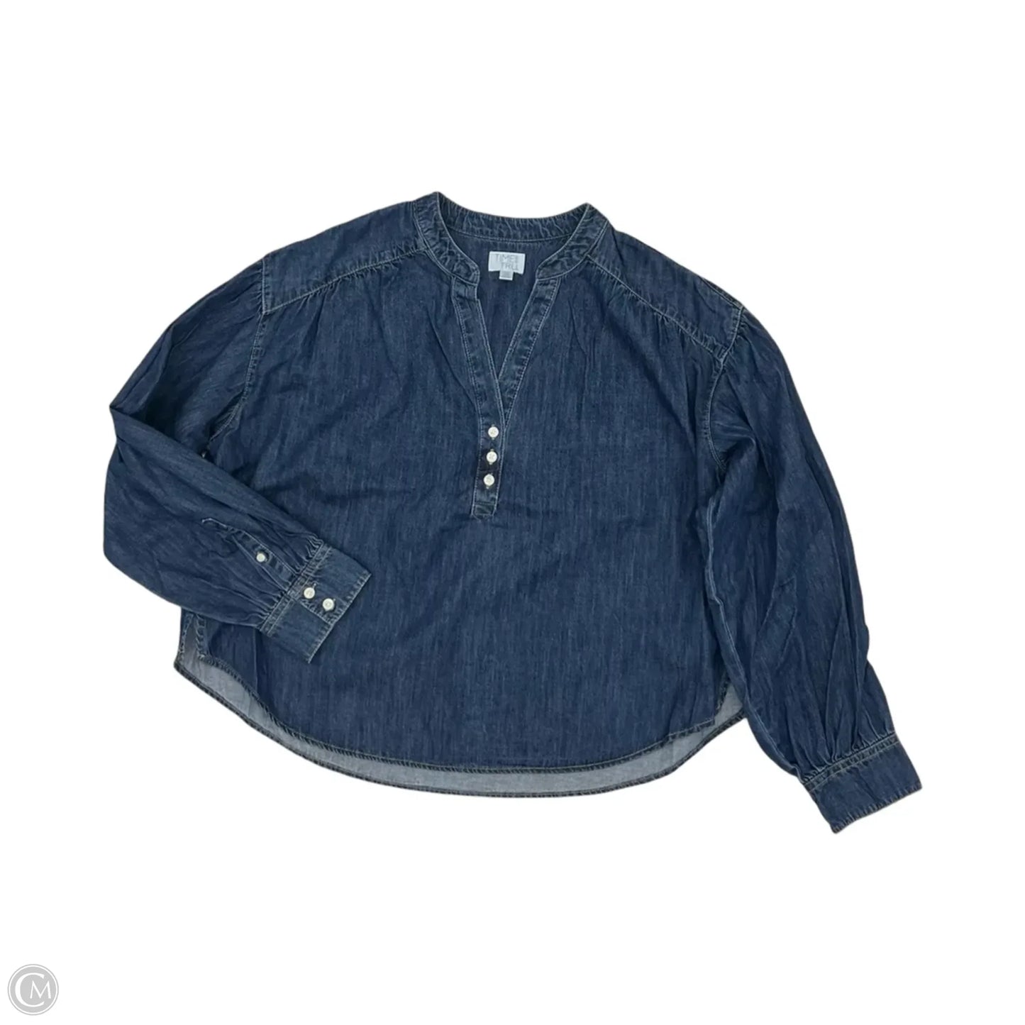 Top Long Sleeve By Time And Tru In Blue Denim, Size: Xxl
