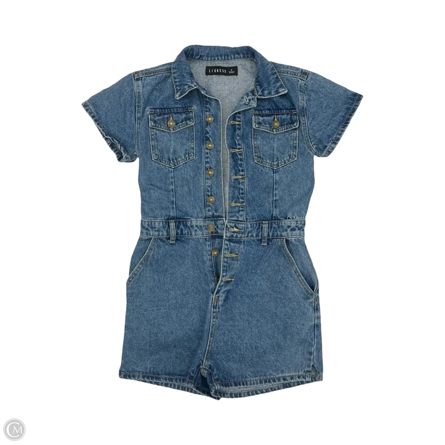 Romper By Clothes Mentor In Blue Denim, Size: S