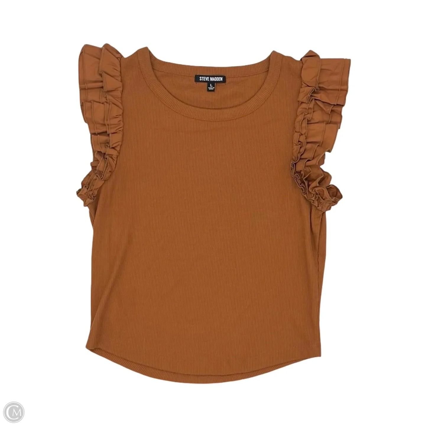 Blouse Short Sleeve By Steve Madden In Brown, Size: L