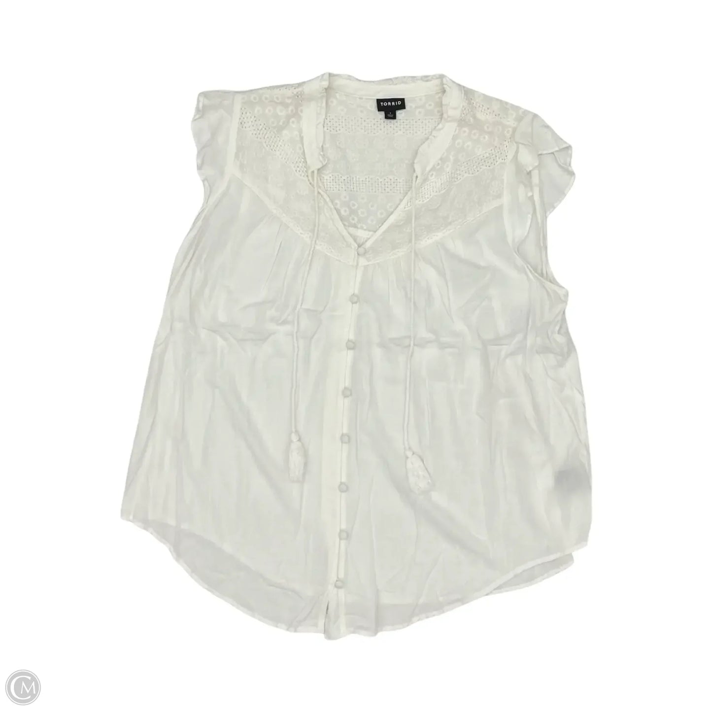 Blouse Short Sleeve By Torrid In White, Size: 1x