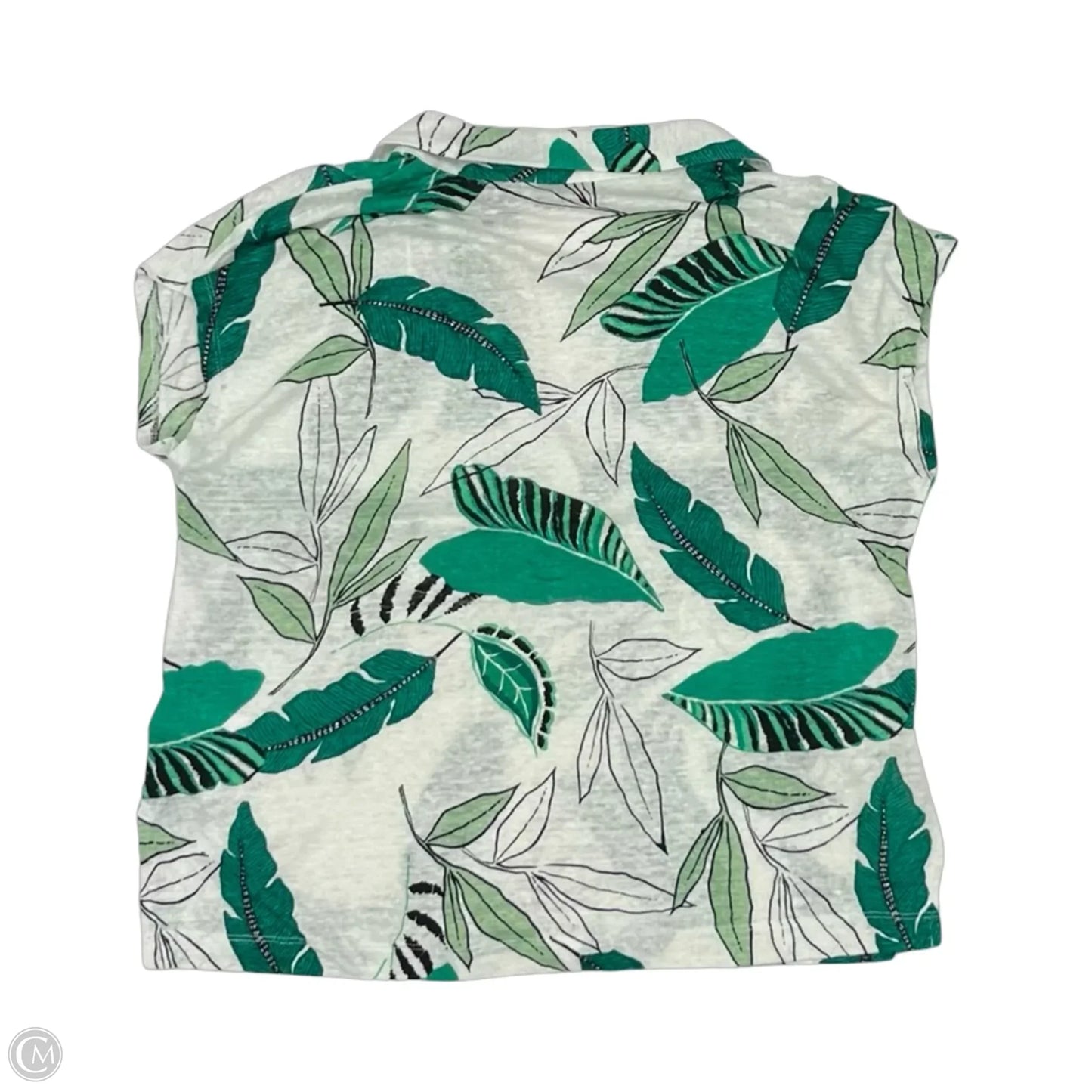 Blouse Short Sleeve By Tahari In Green & White, Size: M