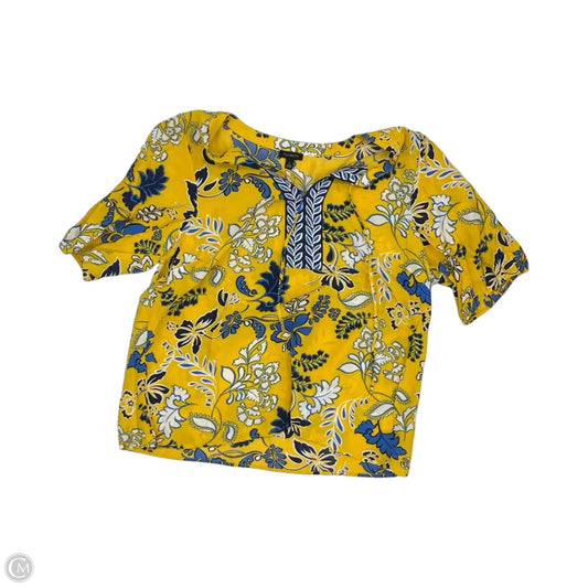 Blouse Short Sleeve By Talbots In Blue & Yellow, Size: L