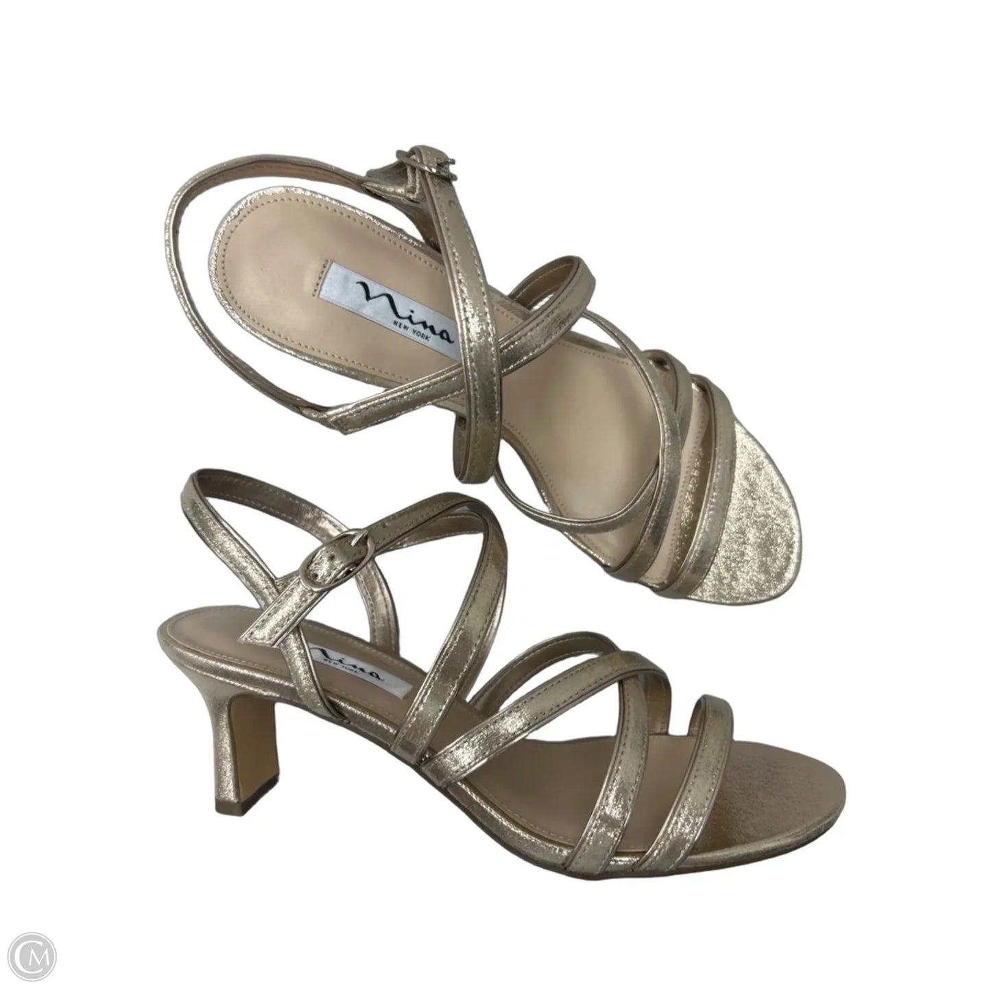 Sandals Heels Kitten By Nina In Gold, Size: 9