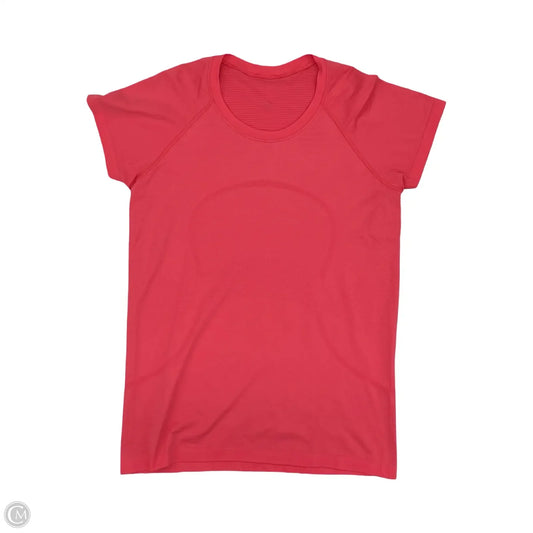 Athletic Top Short Sleeve By Lululemon In Pink, Size: L