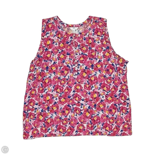 Blouse Short Sleeve By Time And Tru In Blue & Pink, Size: Xxl