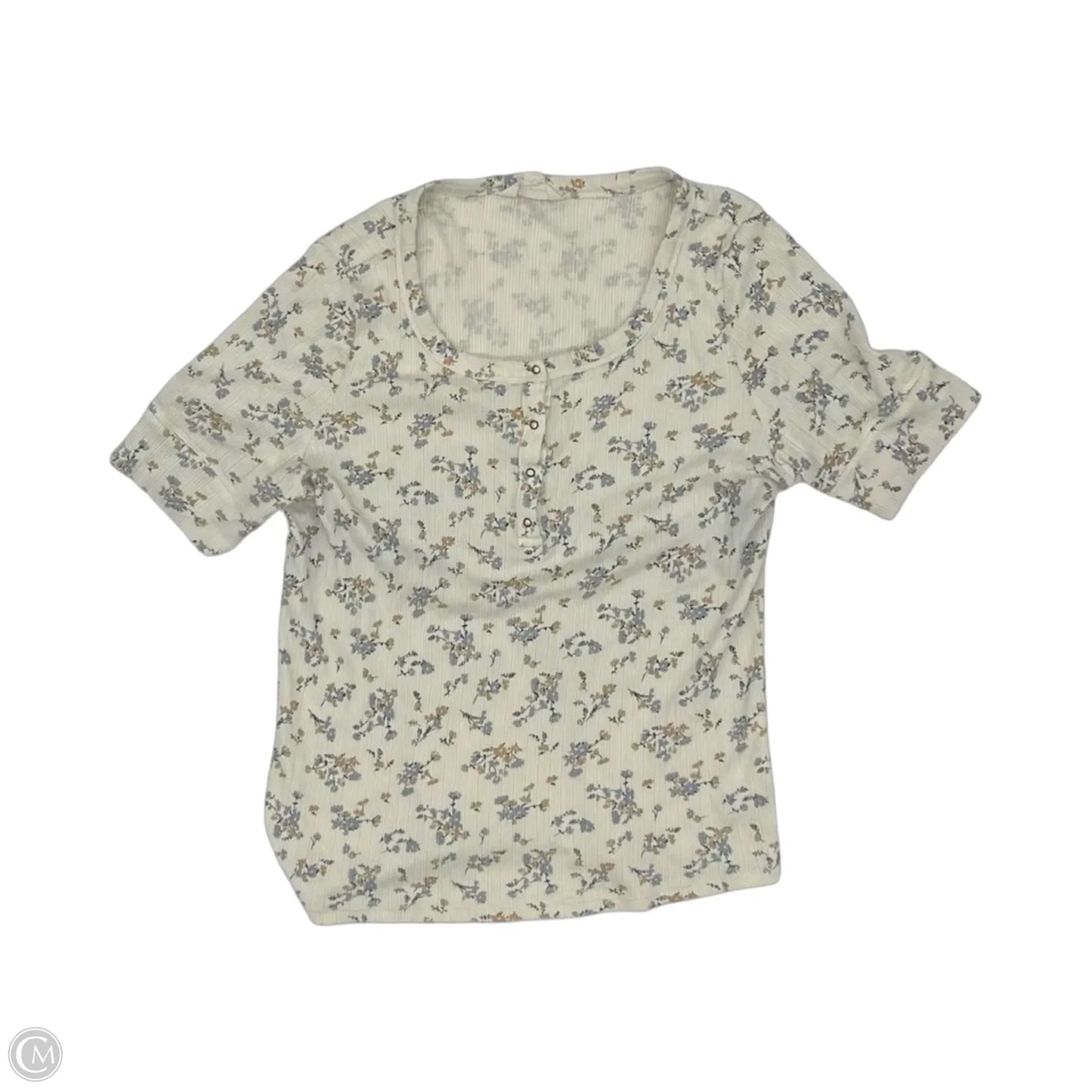 Top Short Sleeve By Lucky Brand In Floral Print, Size: L