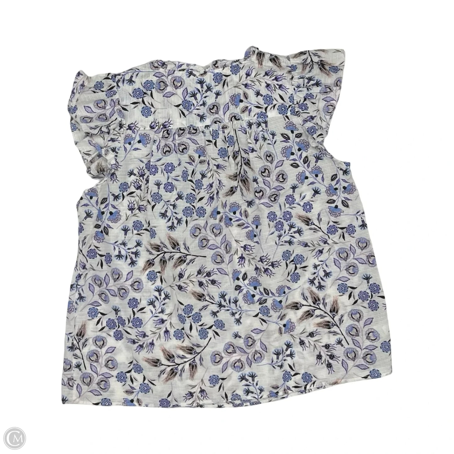 Blouse Short Sleeve By Loft In Blue & White, Size: Mp