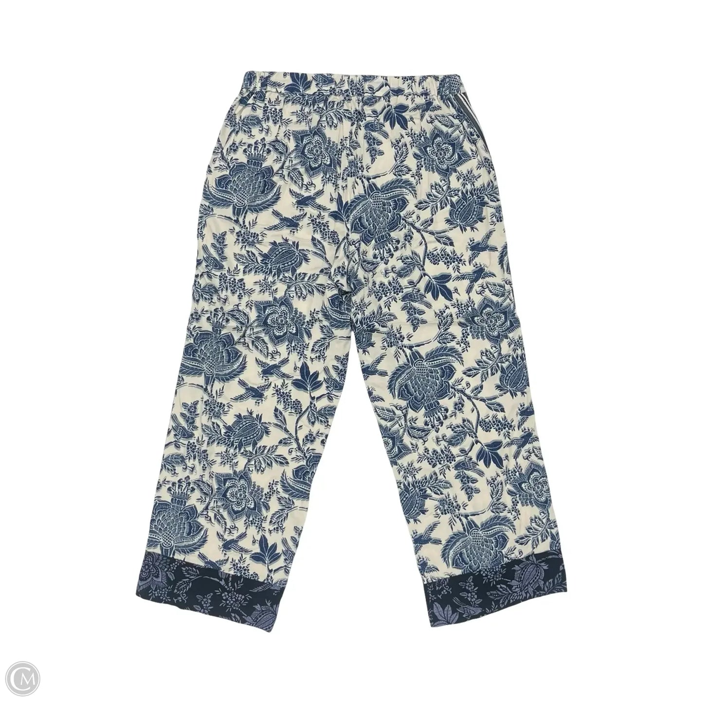 Pants Wide Leg By Liverpool In Blue & Cream, Size: S