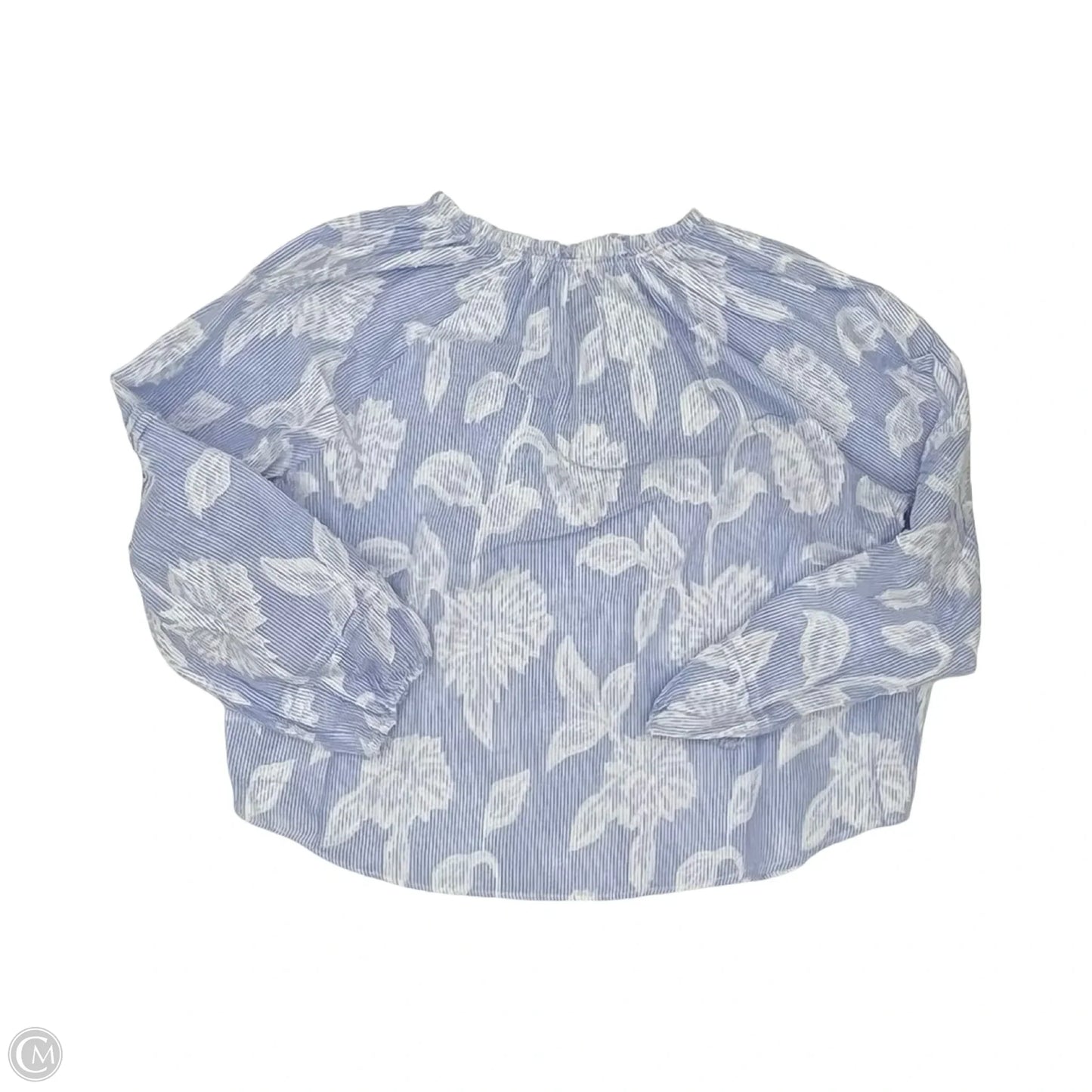 Blouse Long Sleeve By Ophelia Roe In Blue & White, Size: S