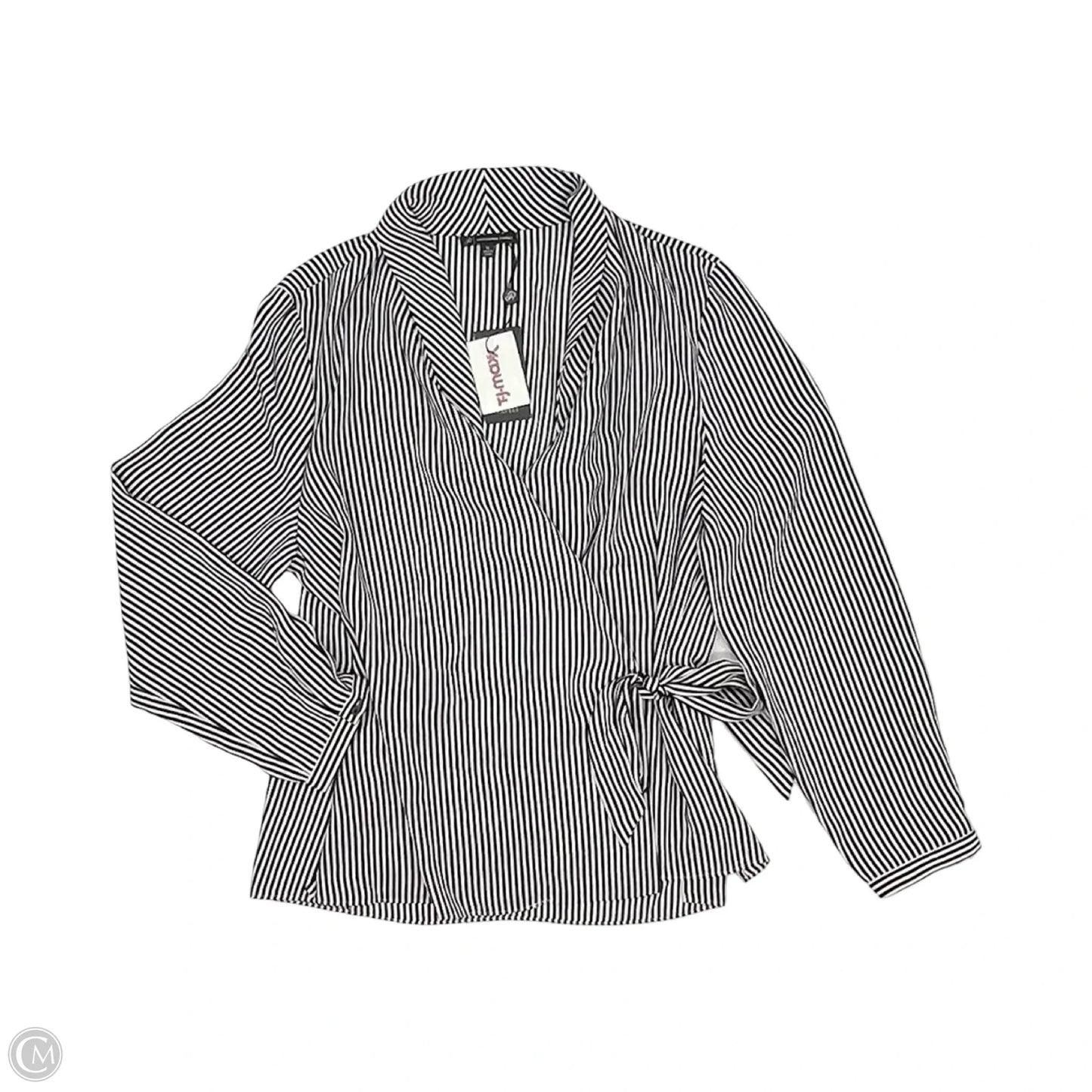 Blouse Long Sleeve By Adrianna Papell In Black & Cream, Size: Xl